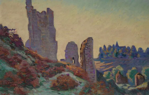 Пейзаж, картина, Арман Гийомен, Armand Guillaumin, Руины Замка в Крозане