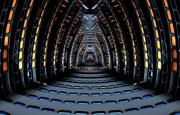 Космос, фантастика, корабль, spaceship, корридор