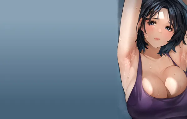 Girl, hot, sexy, cleavage, Anime, boobs, woman, short hair