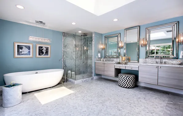 Дизайн, интерьер, ванна, картины, зеркала, Design, Bathroom, Interior