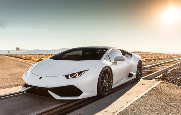 Lamborghini, White, Railway, Huracan