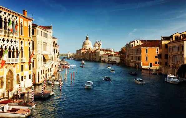 Дома, лодки, Италия, Венеция, канал, архитектура, Italy, гондолы
