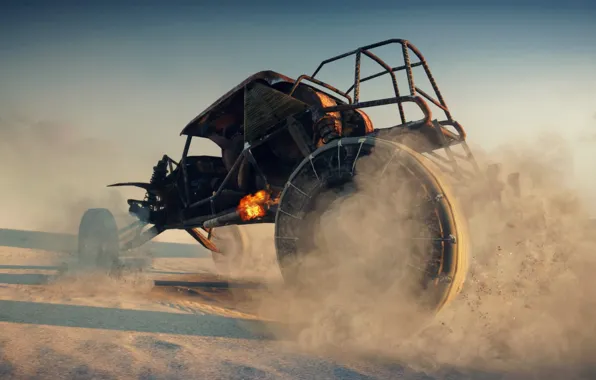 Песок, авто, огонь, пустыня, auto, Mad Max, Fury Road, Безумный Макс: Дорога ярости