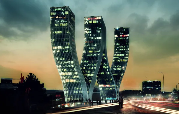 Картинка Здание, место строительства Прага, Bjarke Ingels Group, проект здания «Walter», 4 башни W