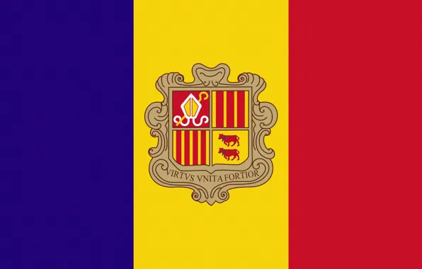 Флаг, Андорра, Andorra, Вертикально