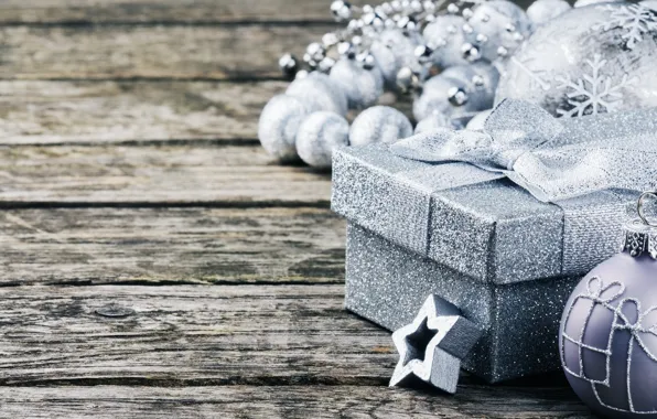 Украшения, Новый Год, Рождество, подарки, silver, happy, Christmas, wood