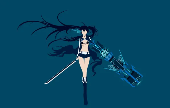 Девушка, минимализм, Black Rock Shooter, Стрелок С Черной Скалы