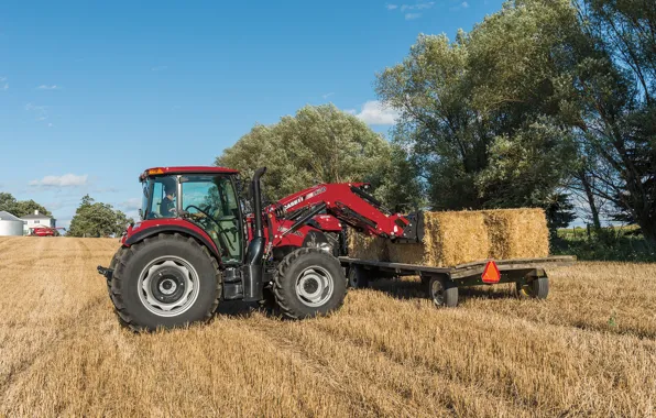 Поле, техника, сено, трактор, Case IH Farmall 110C