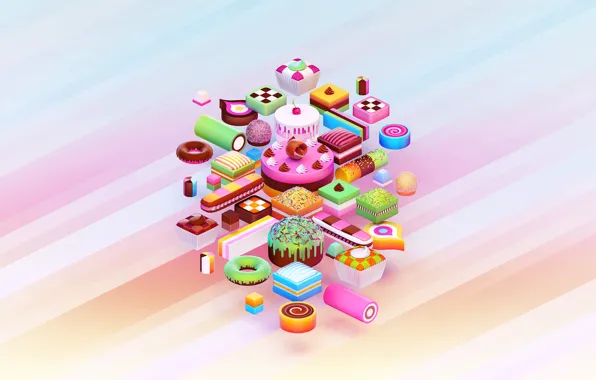 Картинка краски, еда, шоколад, colors, печенье, конфеты, сладости, торт