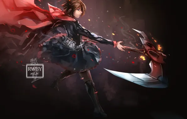 Girl, anime, blade, brunette, webserie, sickle, RWBY, Remnant
