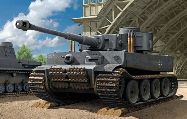 Германия, танк, вермахт, Валерий Петелин, панцерваффе, Тяжелый, Pz.Kpfw.VI Ausf.E, Tiger I Initial Production Early 1943