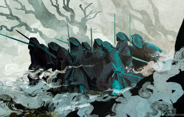 Рисунок, Властелин Колец, Арт, Art, Фантастика, Призрак, The Lord of the Rings, Девять