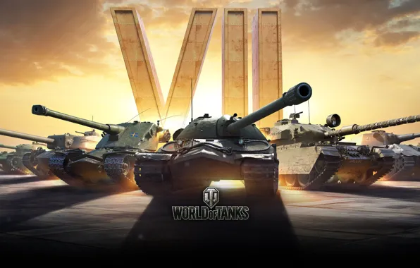 Картинка танки, World of Tanks, WOT, нации, 7 лет, 7 years