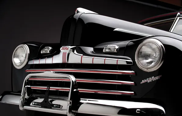 Хром, Coupe, ретро автомобили, решетка радиатора, Convertible, 1946, retro cars, Ford V8 Super Deluxe