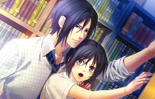 Девушка, аниме, арт, парень, двое, Hakuouki, Hijikata Toshizou, демоны сакуры