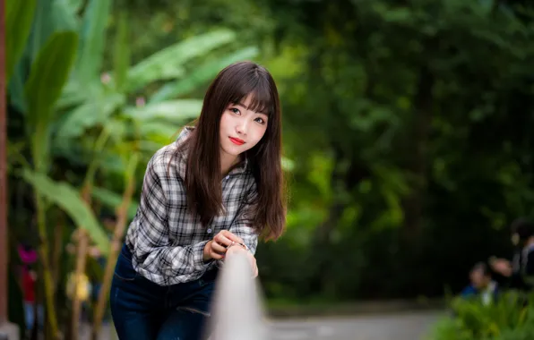 Взгляд, девушка, азиатка, милашка, боке