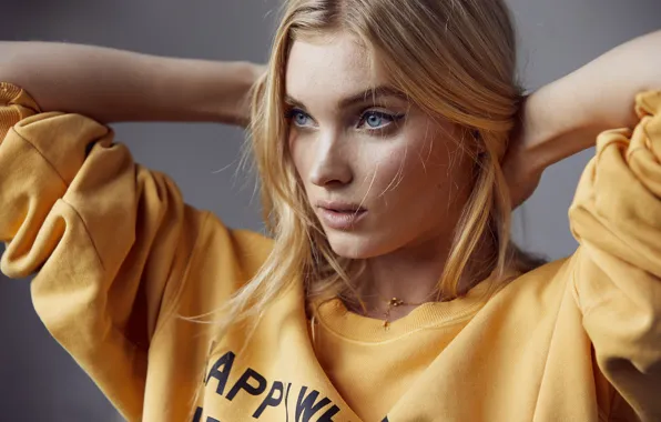 Картинка взгляд, девушка, волосы, макияж, кофта, Elsa Hosk