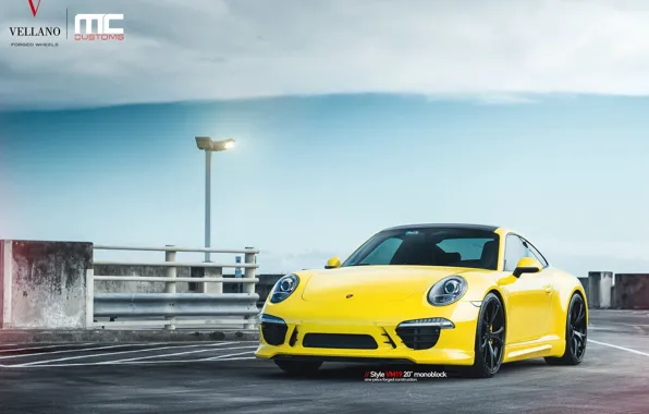 Porsche, yellow, 991 Carrera