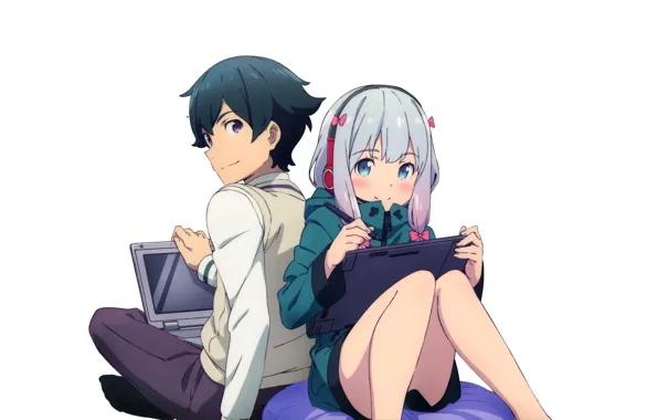 Девушка, аниме, арт, парень, двое, EroManga-Sensei