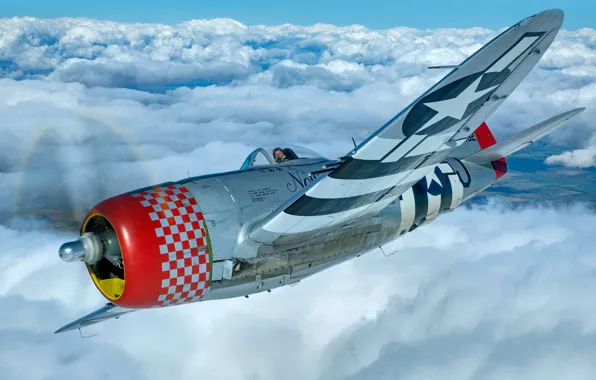 Thunderbolt, USAF, Истребитель-бомбардировщик, Вторая Мировая Война, P-47D Thunderbolt, P-47 Thunderbolt, Republic P-47D Thunderbolt