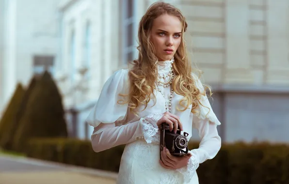 Стиль, ретро, платье, фотоаппарат, винтаж, локоны, Balda, B A L D A