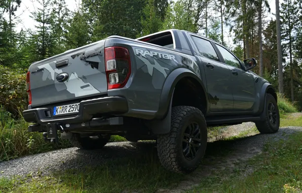 Картинка серый, Ford, колесо, кузов, Raptor, пикап, висит, подвеска