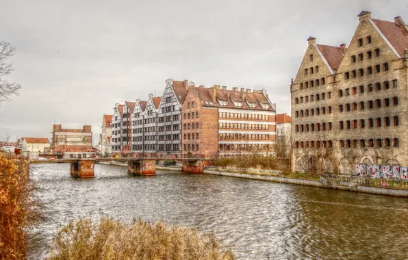 River, building, gdańsk