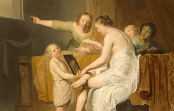 Масло, картина, холст, мифология, Туалет Вирсавии, Питер де Греббер, 1644, Pieter Fransz de Grebber
