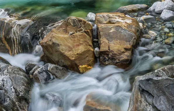 Картинка вода, ручей, камни, поток
