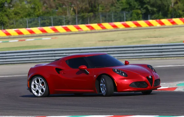 Поворот, занос, Alfa Romeo, трек, Альфа Ромео