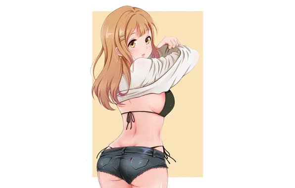 Girl, sexy, ass, shorts, long hair, boobs, anime, beautiful