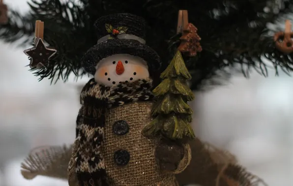 Картинка елка, рождество, снеговик