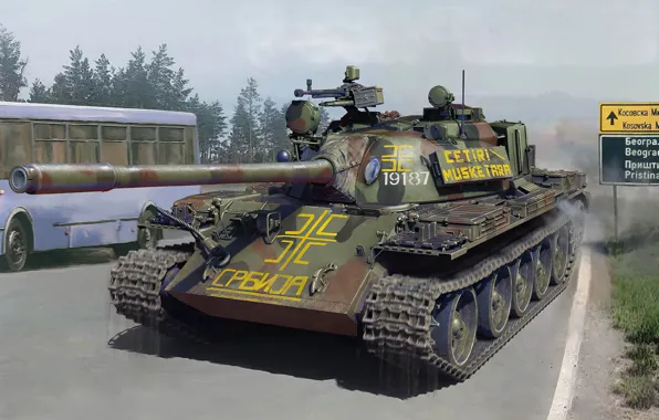Картинка war, art, painting, tank, t55