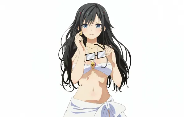 Girl, sexy, cleavage, long hair, boobs, anime, blue eyes, beautiful