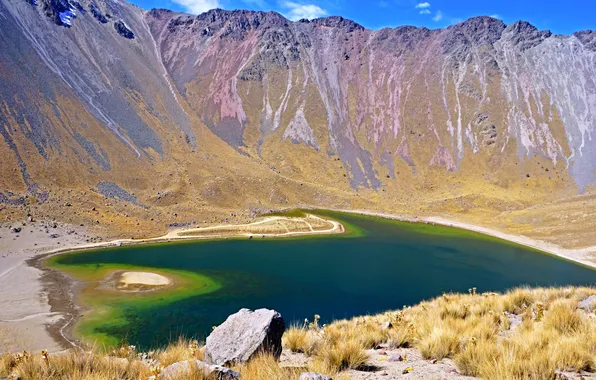 Горы, озеро, камни, Мексика, Nevado de Toluca, Невадо де Толука