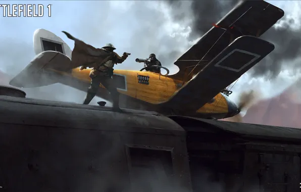 Тучи, оружие, дуэль, самолёт, Battlefield 1