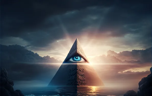 Fantasy, eye, pyramid