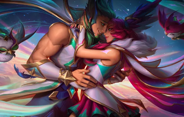 Картинка League of Legend, Rakan Reedemed, Star Guardian Xayah