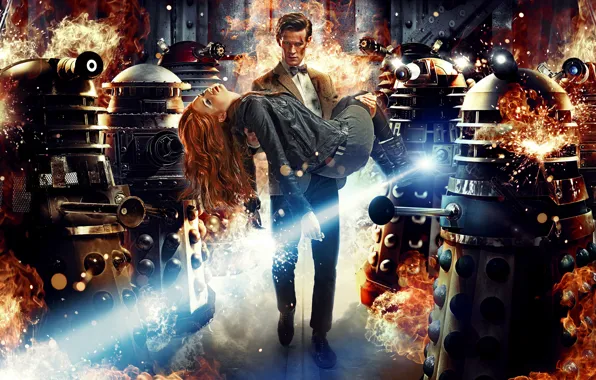 Картинка Doctor Who, сериалы, Доктор Кто, Мэтт Смит, Matt Smith, Daleks, Далеки