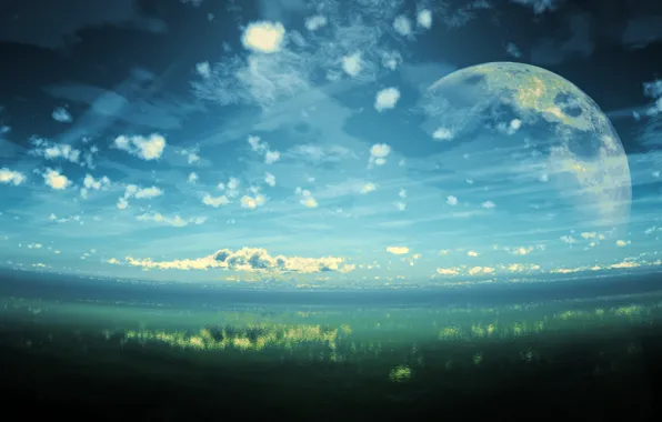 Картинка небо, вода, облака, озеро, планета, y-k, пейзвж