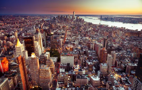 Город, небоскребы, USA, америка, сша, New York City, нью йорк, Empire State Building