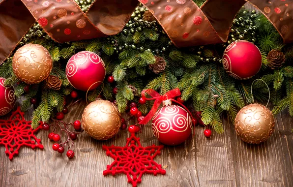 Зима, шарики, ветки, игрушки, елка, ель, Новый Год, Рождество