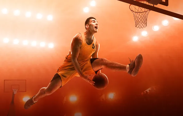 Ball, basket, basketball court, athlete, arena, backboard, basketball game, basketball - sport
