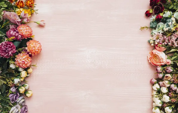 Картинка цветы, фон, colorful, wood, flowers