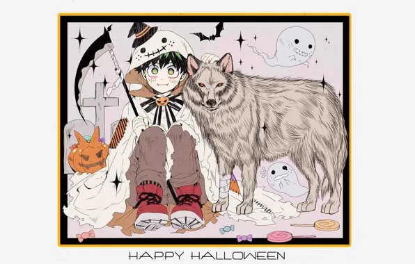 Волк, хеллоуин, My Hero Academia, Boku No Hero Academia, Мидория Изуку, Midoriya Izuku, Моя Геройская …