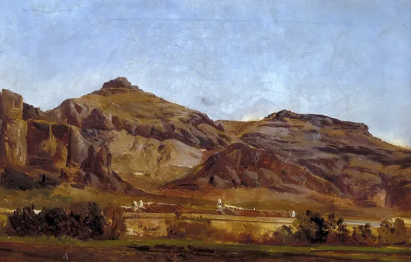 Картинка пейзаж, горы, картина, Карлос де Хаэс, Каньон Деспеньяперрос