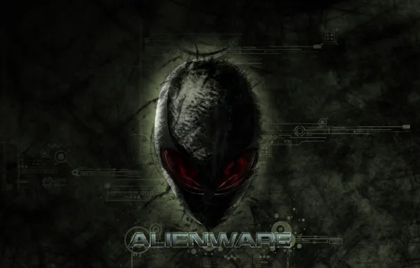 Логотип, чужие, инопланетянин, голова пришельца, alienware