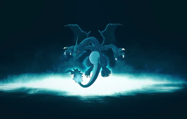 Картинка вода, синий, дракончик, pokemon