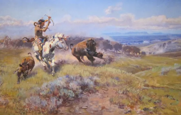 Art, horses, painting, artistic, native american, oil on canvas, first nations, charles russell