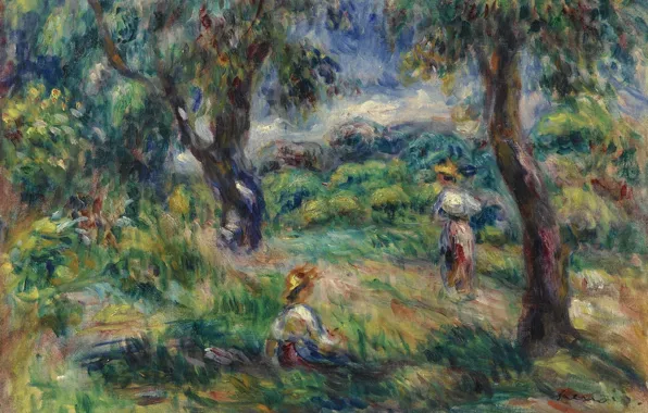 Пейзаж, картина, 1915, Пьер Огюст Ренуар, Pierre Auguste Renoir, Landscape in Blue